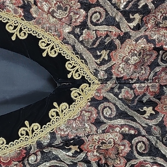 Vintage 80s Edwardian Victorian Goth Dress Size 6 Steam Punk Velvet Cosplay Gold - Picture 10 of 16